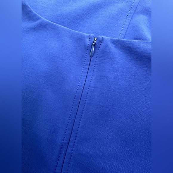 TALBOTS Dress Women’s Size 8 Blue Midi‎ Cap Sleeve Fitted Stretch Professional - Picture 5 of 7